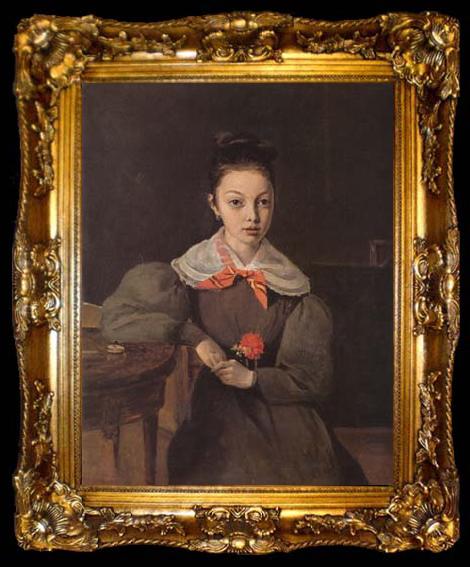 framed  Jean Baptiste Camille  Corot Portrait de Mademoiselle Octavie Sennegon (mk11), ta009-2